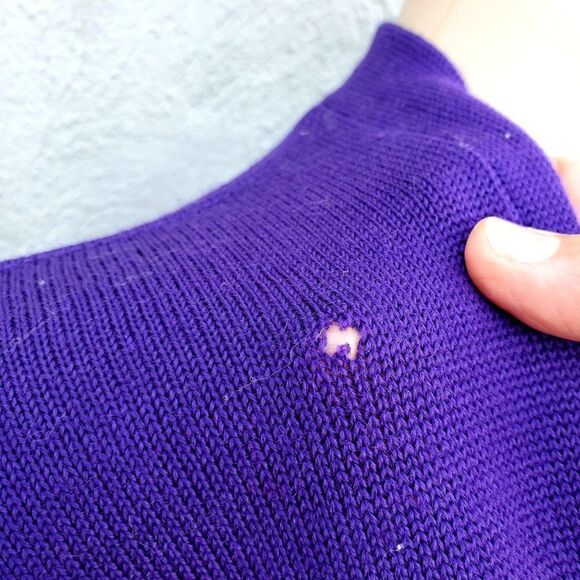 Varsity Jacket Vintage Class Sweater 50s High School Purple Wool S - Picture 12 of 15